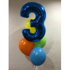 Number 3 and Large Latex Balloons